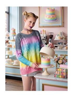 Rare Y2K Find: UNIF 𖣴 Cake Sweater 𖣴 Rainbow 𖣴 Large 𖣴 Cult Classic Dolls Kill